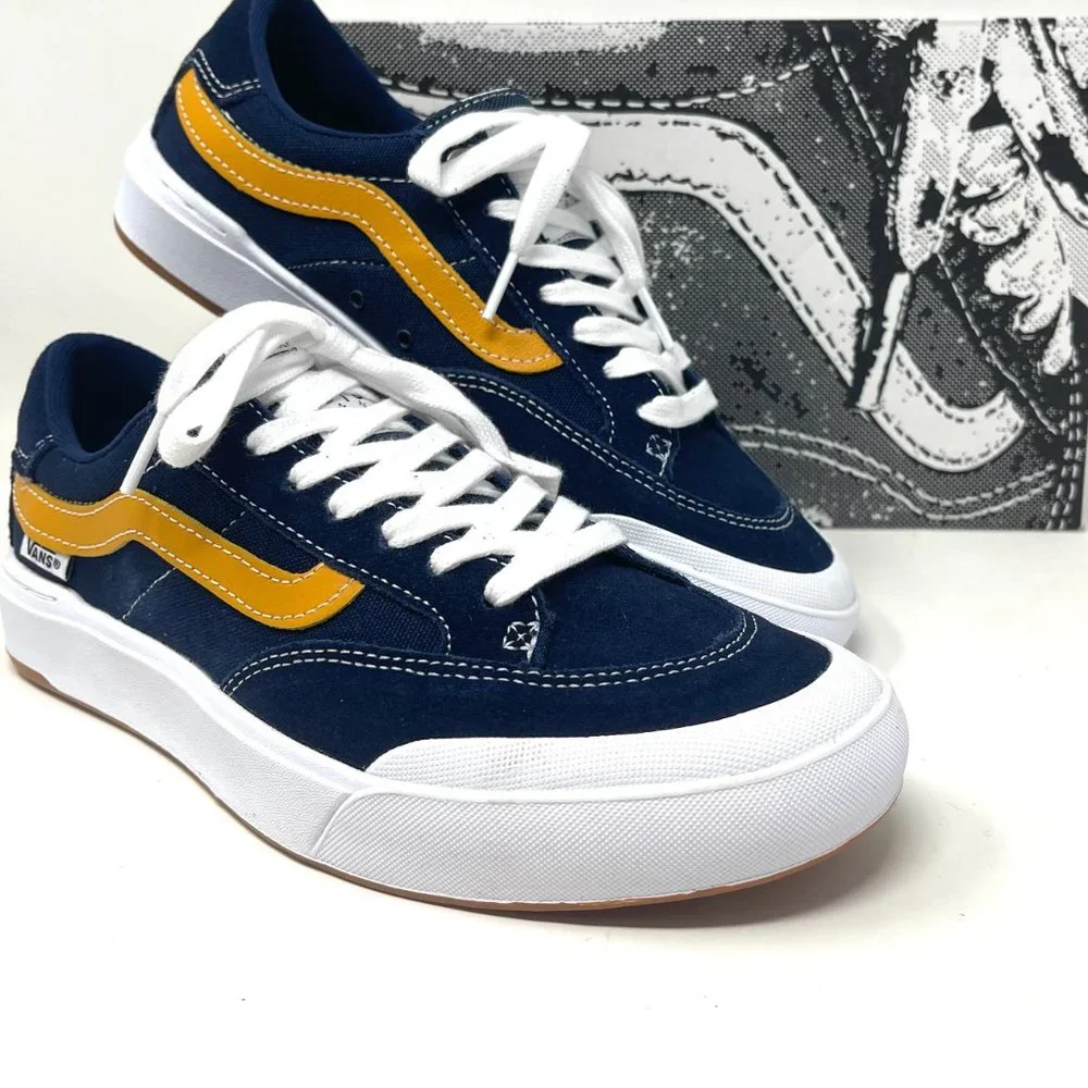 Vans Berle Navy Gold Low Top Suede Skate Shoes Women's Size 9 9.5 VN0A5JIJNGL - Picture 10 of 11